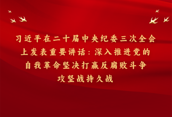 習(xí)近平在二十屆中央紀(jì)委三次全會(huì)上發(fā)表重要講話：深入推進(jìn)黨的自我革命 堅(jiān)決打贏反腐敗斗爭(zhēng)攻堅(jiān)戰(zhàn)持久戰(zhàn)
